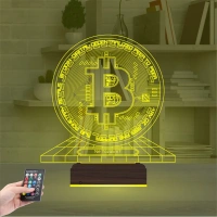 Bitcoin Kripto Para BTC Kişiye Özel 3D Lamba - Masa Gece Lambası