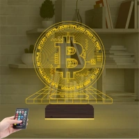 Bitcoin Kripto Para BTC Kişiye Özel 3D Lamba - Masa Gece Lambası