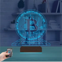 Bitcoin Kripto Para BTC Kişiye Özel 3D Lamba - Masa Gece Lambası