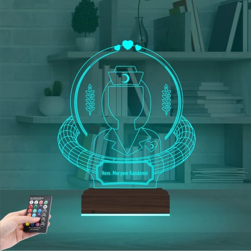 Hemşire Hediye Kişiye Özel 3D Lamba - Masa Gece Lambası