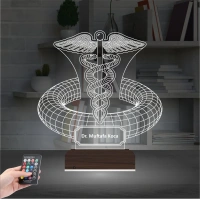 Doktor Hediye Tıp Logo Kişiye Özel 3D Lamba - Masa Gece Lambası