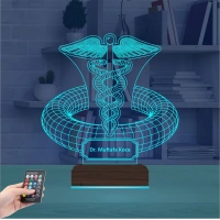 Doktor Hediye Tıp Logo Kişiye Özel 3D Lamba - Masa Gece Lambası