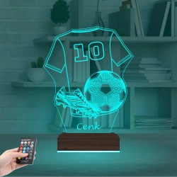 Futbol Topu Forma Fytbolcu Hediye Kişiye Özel 3D Lamba - Masa Gece Lambası