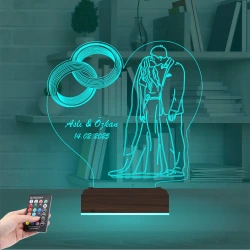 Gelin Damat Yıldönümü Seviliye Hediye Kişiye Özel 3D Lamba - Masa Gece Lambası Gelin Damat Yıldönümü Seviliye Hediye Kişiye Özel 3D Lamba - Masa Gece Lambası