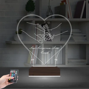 Anneler Günü Anne Bebek Hediye Kişiye Özel 3D Lamba - Masa Gece Lambası