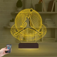 Baketbol Topu Basketçi Hediye Jordan Kişiye Özel 3D Lamba - Masa Gece Lambası