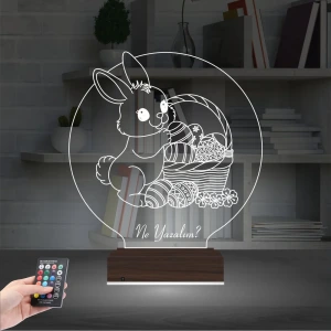 Paskalya Tavşan Yumurta Çocuk Odası Kişiye Özel 3D Lamba - Masa Gece Lambası