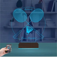 Badminton Bedminton Kişiye Özel 3D Lamba - Masa Gece Lambası