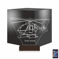 Helikopter Pilot Asker Hediye Kişiye Özel 3D Lamba - Masa Gece Lambası