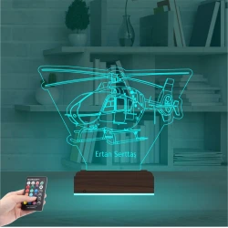 Helikopter Pilot Asker Hediye Kişiye Özel 3D Lamba - Masa Gece Lambası Helikopter Pilot Asker Hediye Kişiye Özel 3D Lamba - Masa Gece Lambası