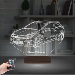 Opel Astra Araba Kişiye Özel 3D Lamba - Masa Gece Lambası