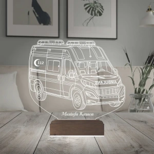 Ambulans Paramedik Hediye Kişiye Özel 3D Lamba - Masa Gece Lambası