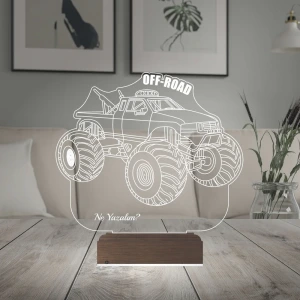Off Road Arazi Aracı Jeep Tasarım Kişiye Özel 3D Lamba - Masa Gece Lambası