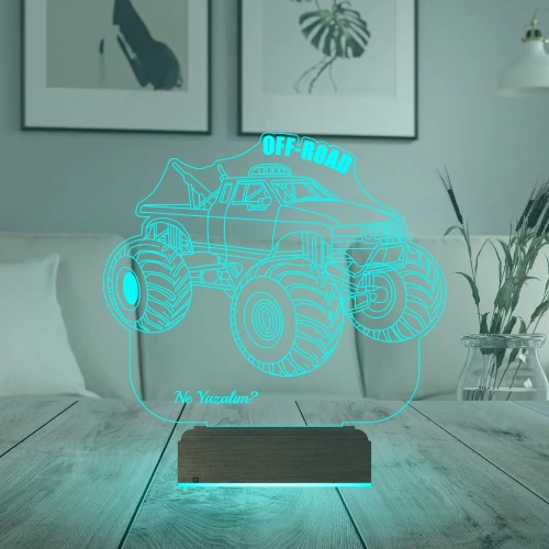 Off Road Arazi Aracı Jeep Tasarım Kişiye Özel 3D Lamba - Masa Gece Lambası