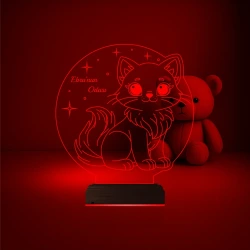 Çocuk Odası Hediye Kedi Kedicik Tasarım Kişiye Özel 3D Lamba - Masa Gece Lambası