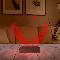 Doğum Doktoru Anne Bebek Kalp Tasarım Kişiye Özel 3D Lamba - Masa Gece Lambası