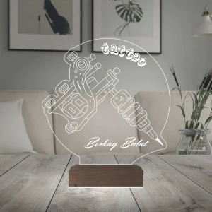 Tattoo Tato Dövmeci Dövme Sanatçısı Hediye Kişiye Özel 3D Lamba - Masa Gece Lambası