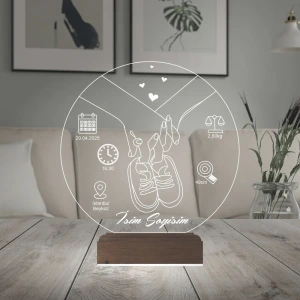 Yeni Doğan Bebek Hediye Kişiye Özel 3D Lamba - Masa Gece Lambası