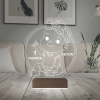 Yeni Doğan Kız Bebek Hediye Kişiye Özel 3D Lamba - Masa Gece Lambası