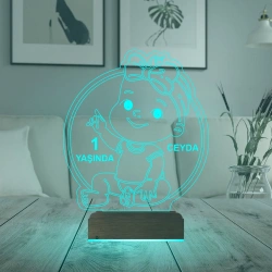 Yeni Doğan Kız Bebek Hediye Kişiye Özel 3D Lamba - Masa Gece Lambası
