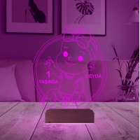Yeni Doğan Kız Bebek Hediye Kişiye Özel 3D Lamba - Masa Gece Lambası