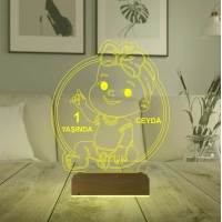 Yeni Doğan Kız Bebek Hediye Kişiye Özel 3D Lamba - Masa Gece Lambası