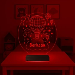 Çocuk Odası Hediye Balon Kalp Kişiye Özel 3D Lamba - Masa Gece Lambası Çocuk Odası Hediye Balon Kalp Kişiye Özel 3D Lamba - Masa Gece Lambası