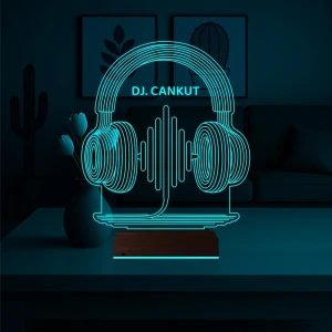 Dj Hediye Kulaklık Müzik Kişiye Özel 3D Lamba - Masa Gece Lambası