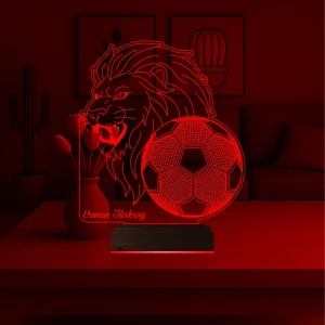 Aslan Futbol Topu Taraftar Hediye Cimbom Kişiye Özel 3D Lamba - Masa Gece Lambası