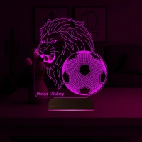 Aslan Futbol Topu Taraftar Hediye Cimbom Kişiye Özel 3D Lamba - Masa Gece Lambası