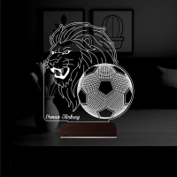 Aslan Futbol Topu Taraftar Hediye Cimbom Kişiye Özel 3D Lamba - Masa Gece Lambası