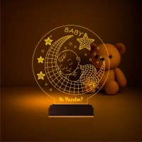 Bebek Odası Hediye Ay Yıldızlar Kişiye Özel 3D Lamba - Masa Gece Lambası