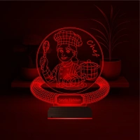 Chef Şef Aşçı Kadın Kişiye Özel 3D Lamba - Masa Gece Lambası