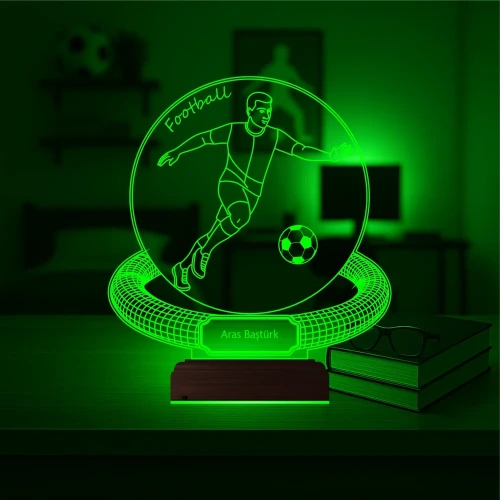 Futbolcu Hediye Futbol Tasarım Kişiye Özel 3D Lamba - Masa Gece Lambası