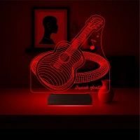 Klasik Gitar Enstrüman Gitarist Hediye Kişiye Özel 3D Lamba - Masa Gece Lambası
