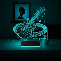 Klasik Gitar Enstrüman Gitarist Hediye Kişiye Özel 3D Lamba - Masa Gece Lambası