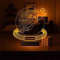 Futbol Kaleci Hediye Kişiye Özel 3D Lamba - Masa Gece Lambası