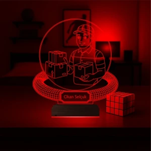 Kargocu Kurye Hediye Kişiye Özel 3D Lamba - Masa Gece Lambası Kargocu Kurye Hediye Kişiye Özel 3D Lamba - Masa Gece Lambası