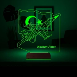 Savaş Uçağı Uçak Pilot Türk Bayrağı Kişiye Özel 3D Lamba - Masa Gece Lambası Savaş Uçağı Uçak Pilot Türk Bayrağı Kişiye Özel 3D Lamba - Masa Gece Lambası