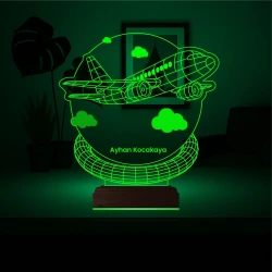 Yolcu Uçağı Pilot Hediye Kişiye Özel 3D Lamba - Masa Gece Lambası Yolcu Uçağı Pilot Hediye Kişiye Özel 3D Lamba - Masa Gece Lambası