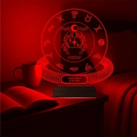 Yengeç Burcu Cancer Astroloji Doğum Günü Hediyesi Kişiye Özel 3D Lamba - Masa Gece Lambası